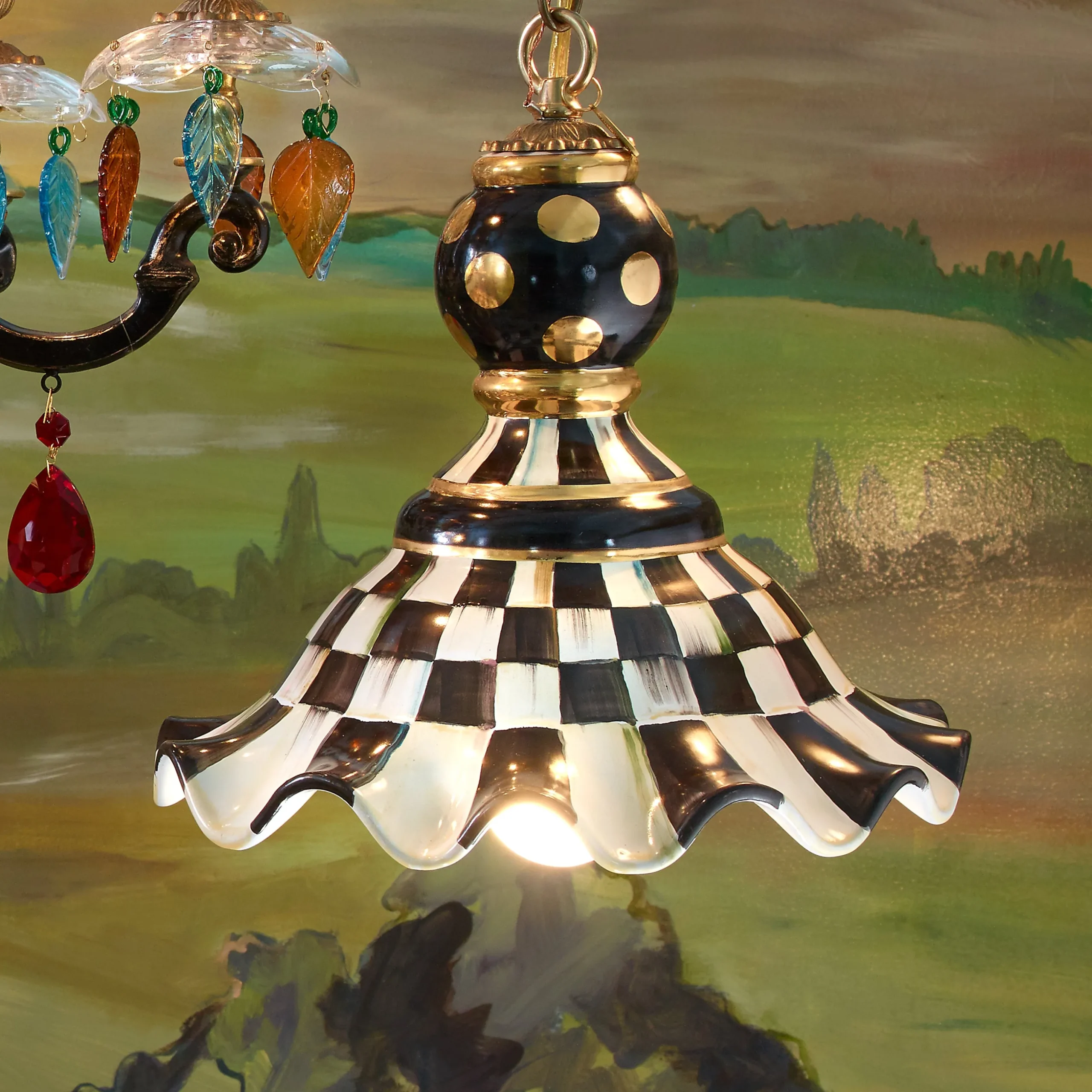 Courtly Check Medium Ceramic Pendant Lamp