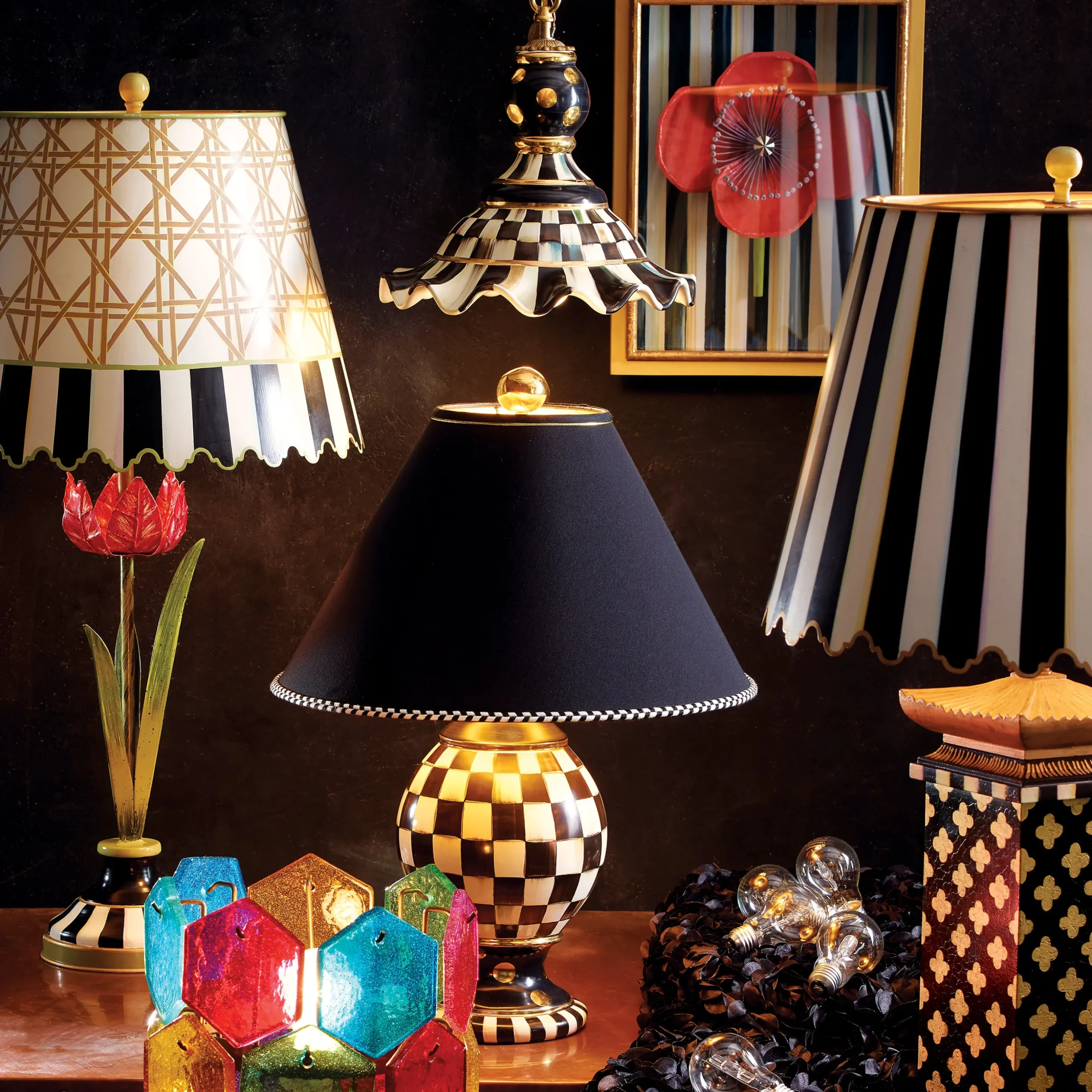 Courtly Check Medium Ceramic Pendant Lamp