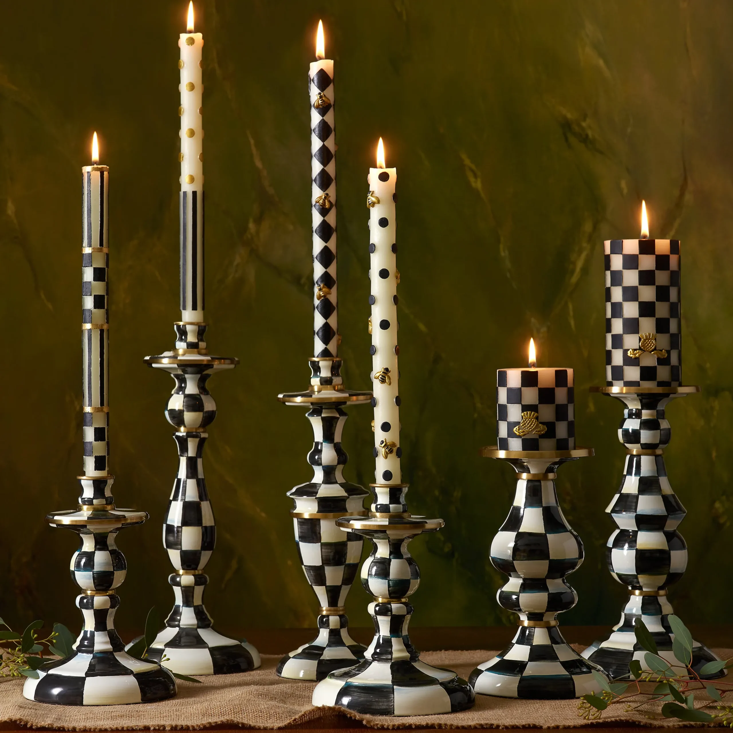 Courtly Check Medium Enamel Candlestick