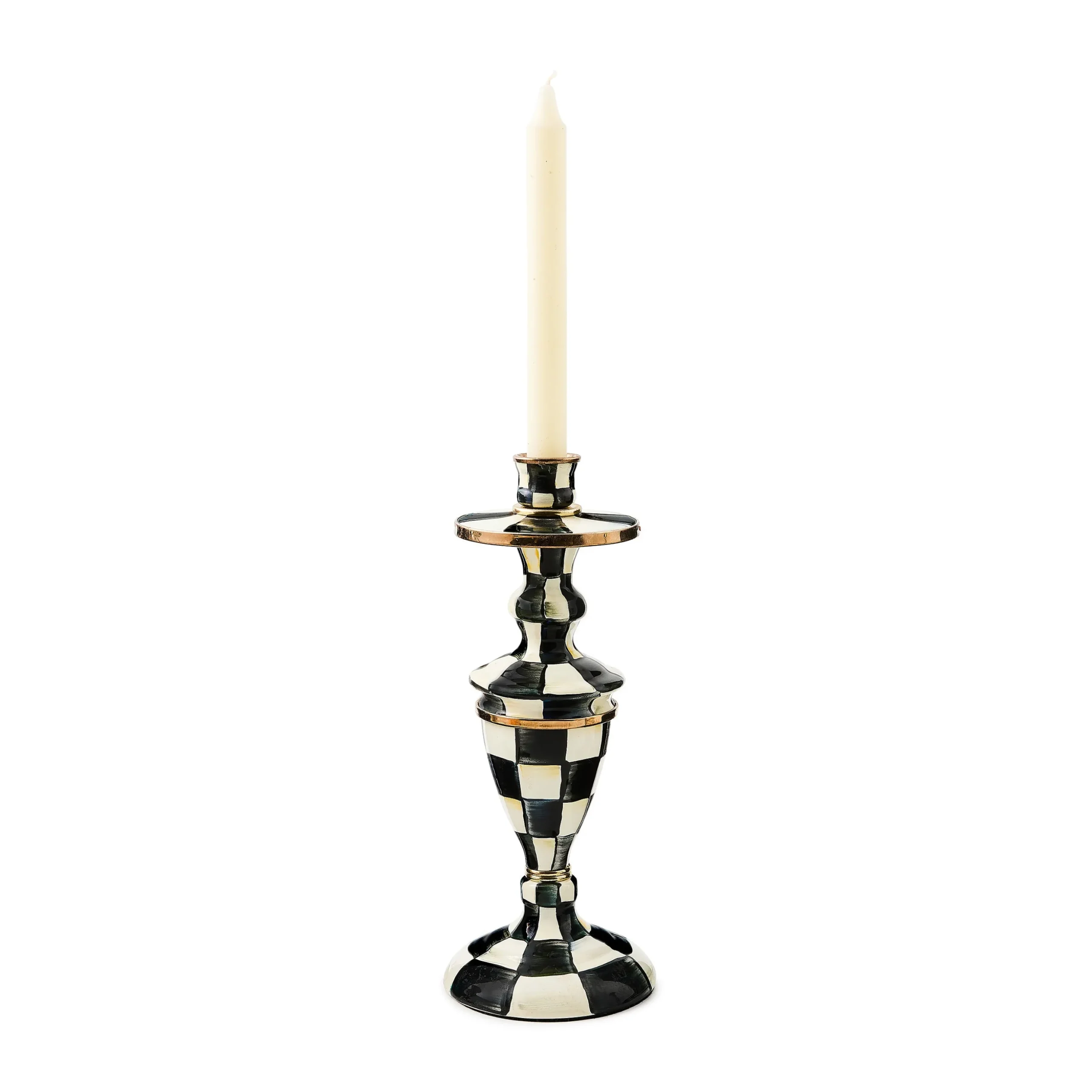 Courtly Check Medium Enamel Candlestick