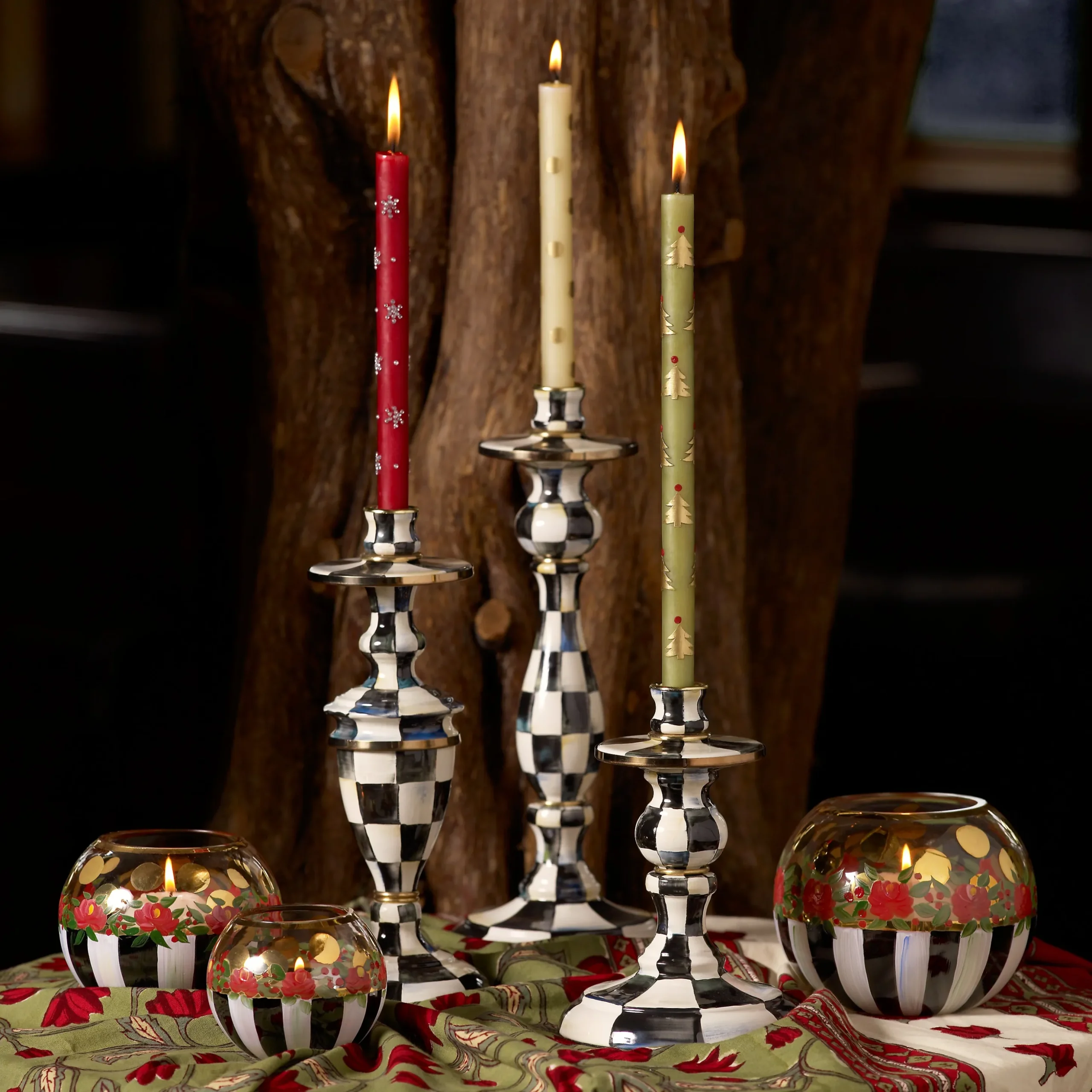 Courtly Check Medium Enamel Candlestick