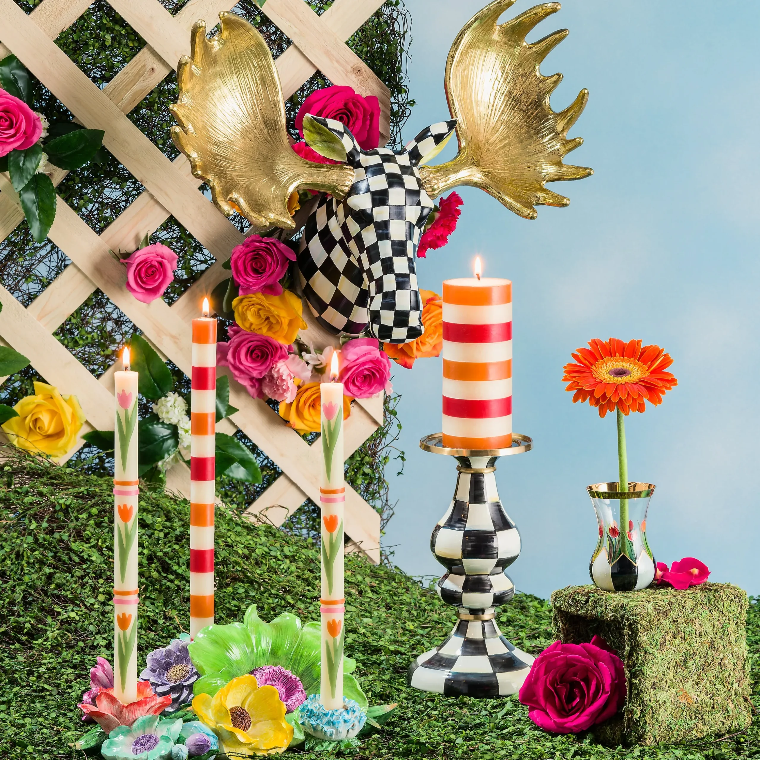 Courtly Check Medium Pillar Candlestick