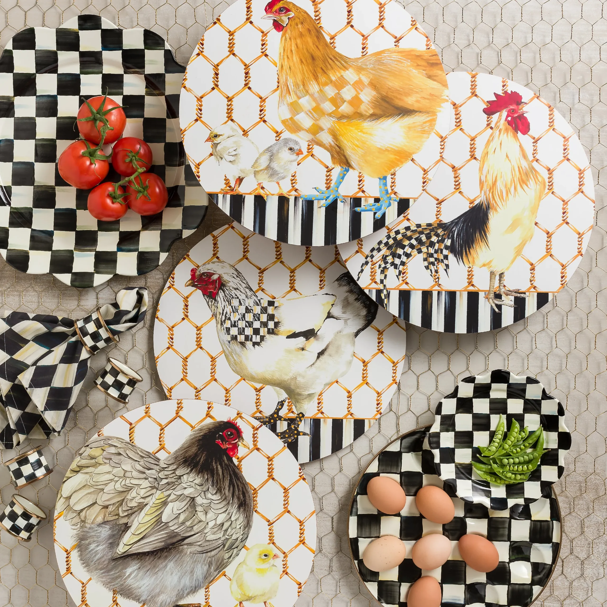 Courtly Check Napkin Rings, Set of 4