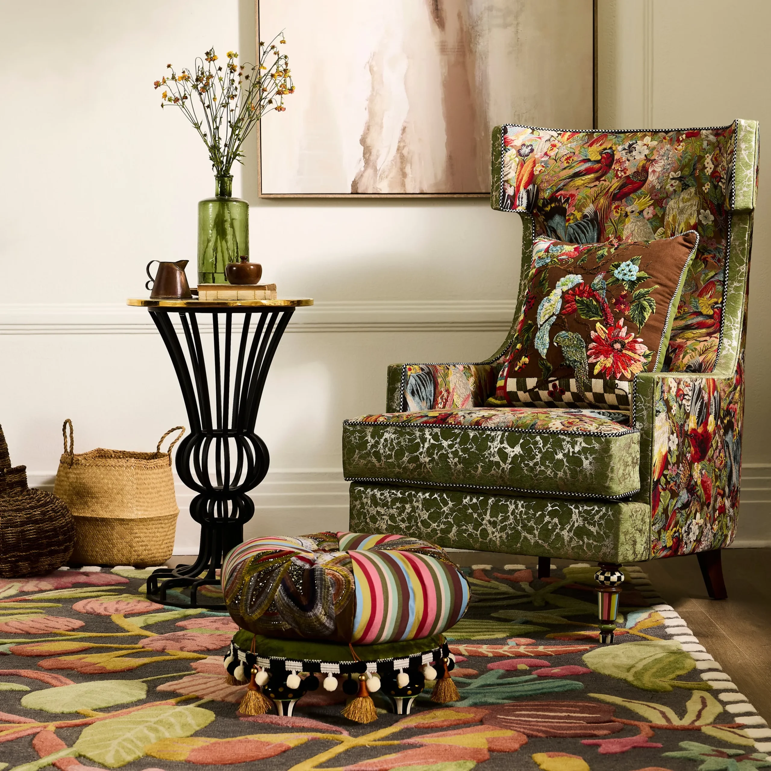 Courtly Check Pedestal Accent Table