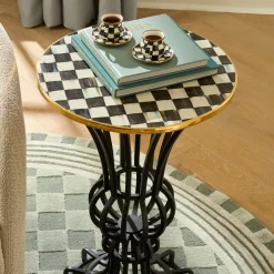 Courtly Check Pedestal Accent Table