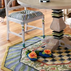 Courtly Check Purple & Green 5' Octagon Rug