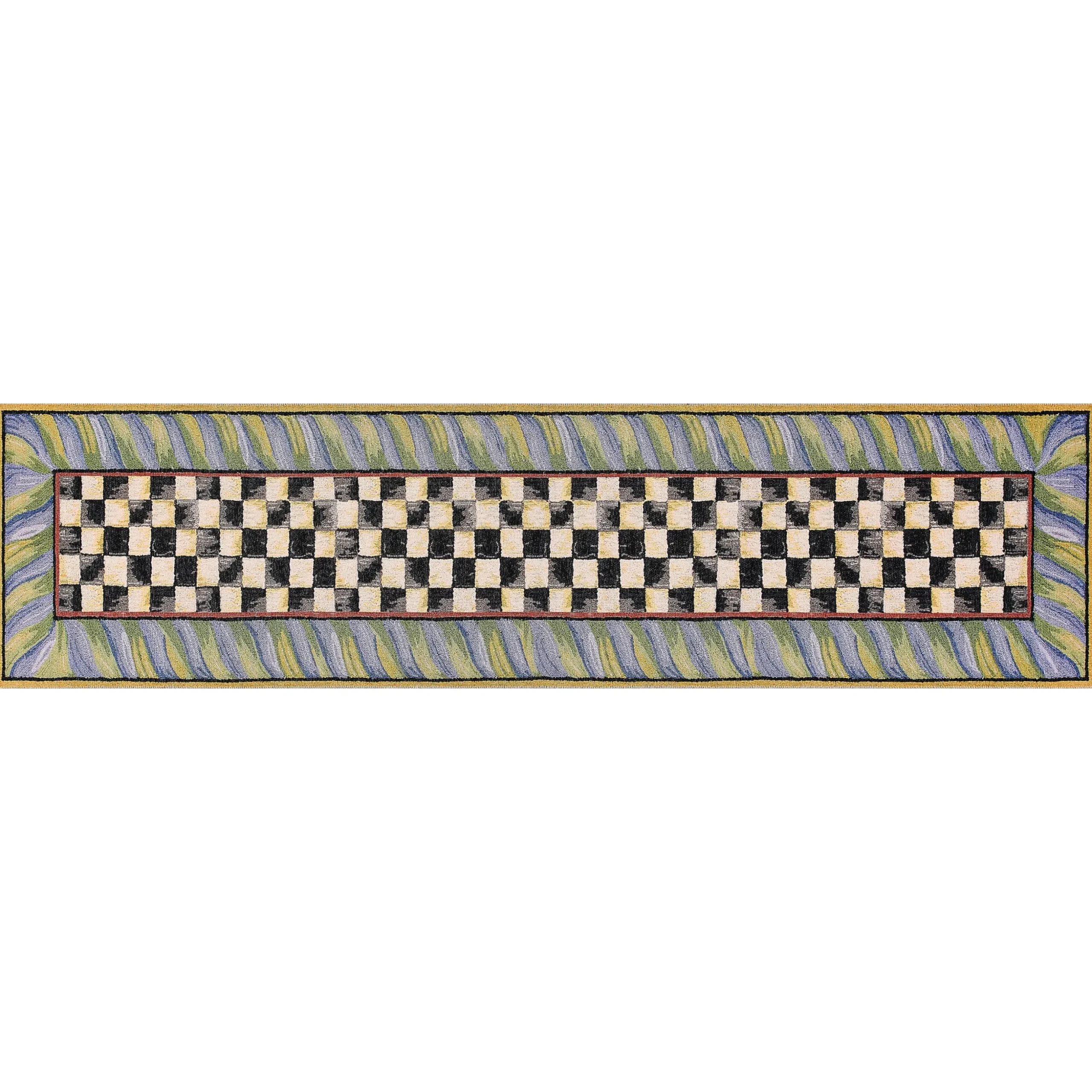 Courtly Check Purple & Green 2'6" x 10' Washable Runner