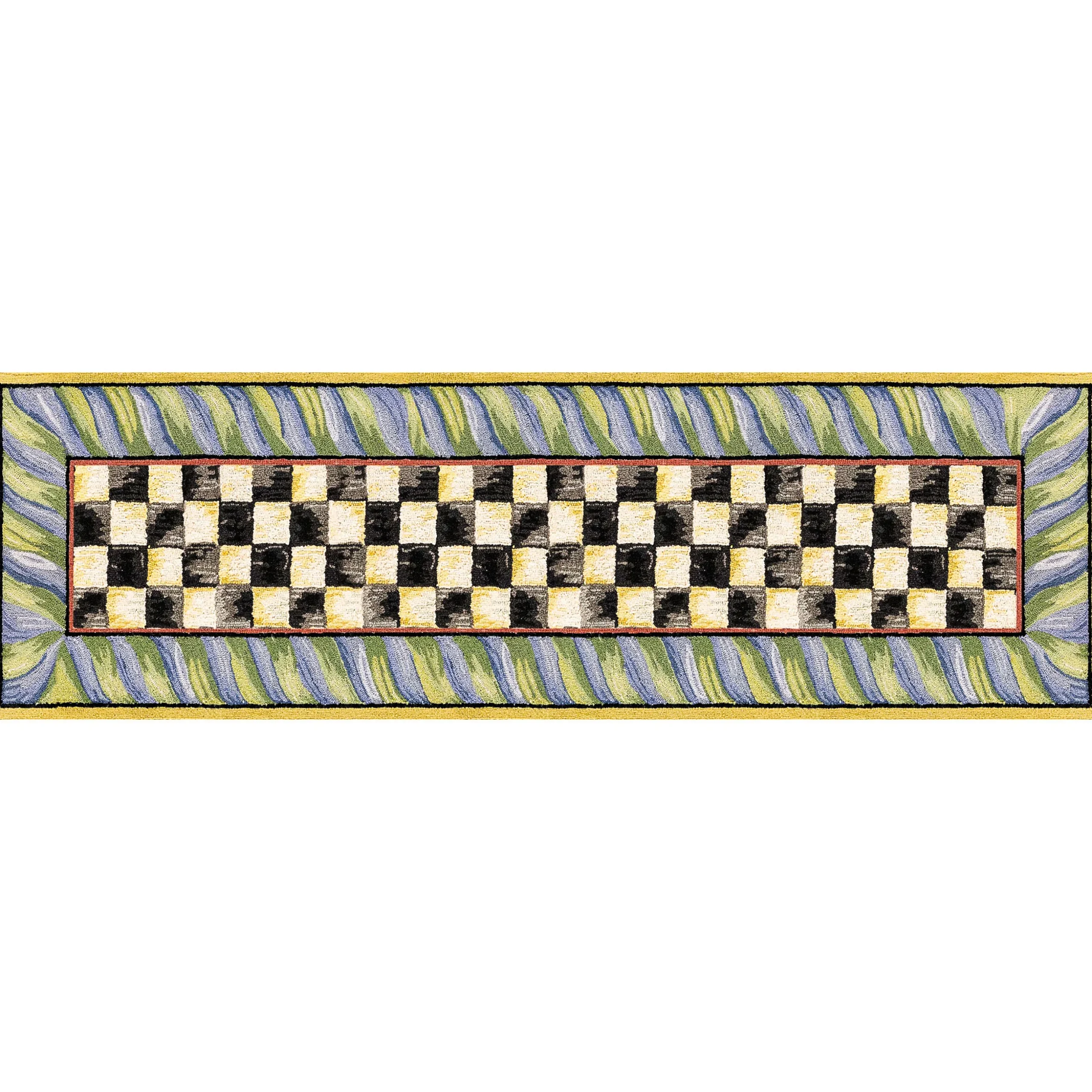 Courtly Check Purple & Green 2'6" x 8' Washable Runner