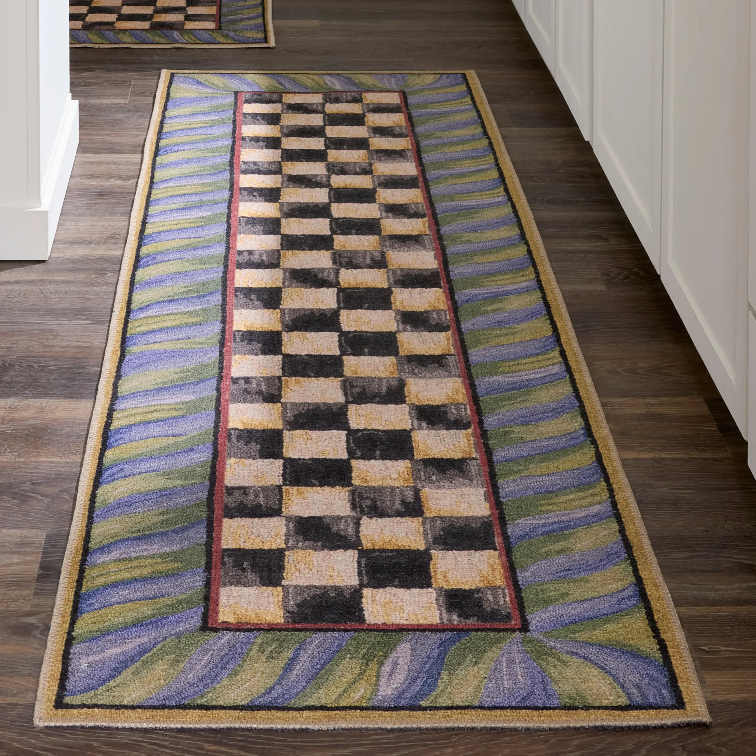 Courtly Check Purple & Green 2'6" x 8' Washable Runner