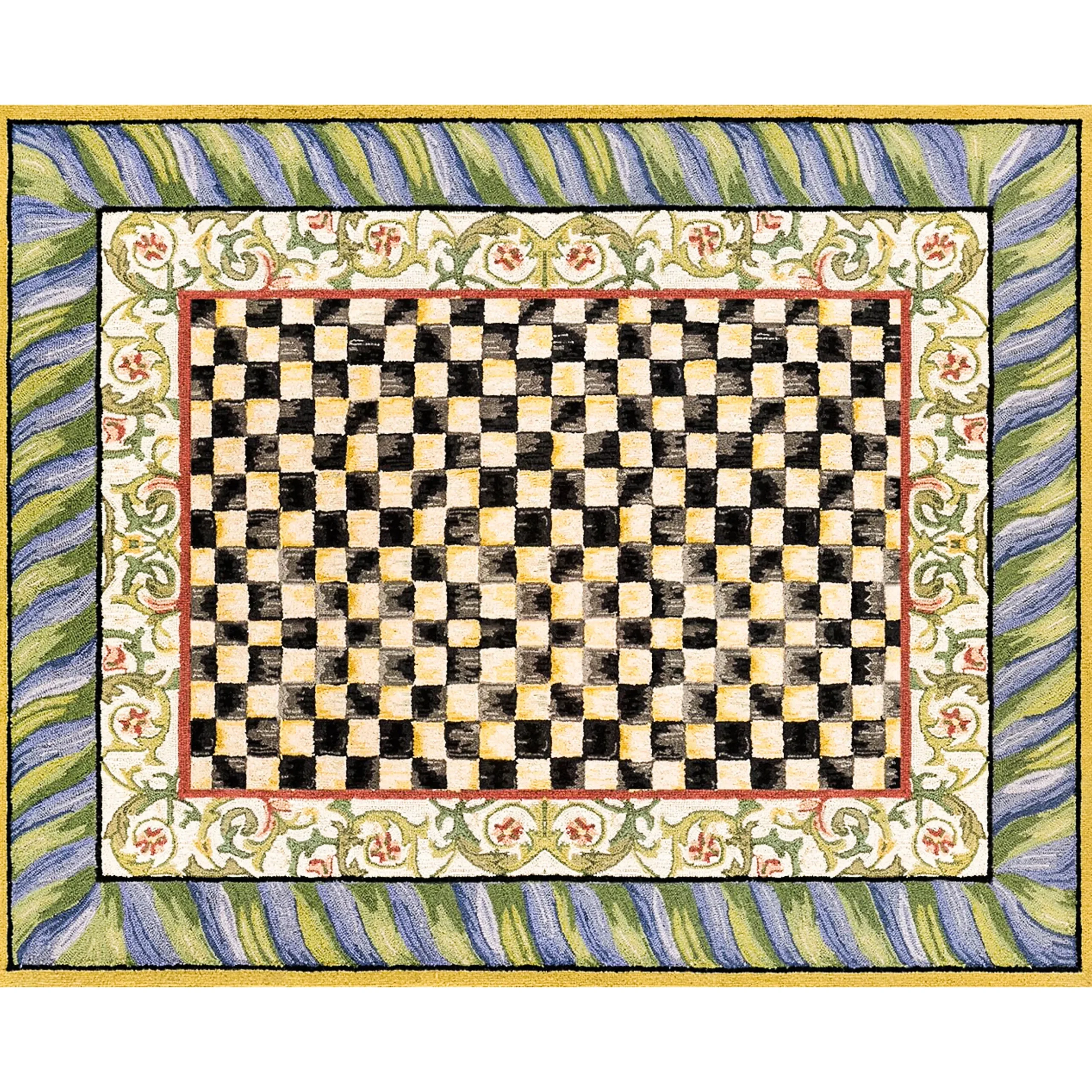 Courtly Check Purple & Green 8' x 10' Washable Rug