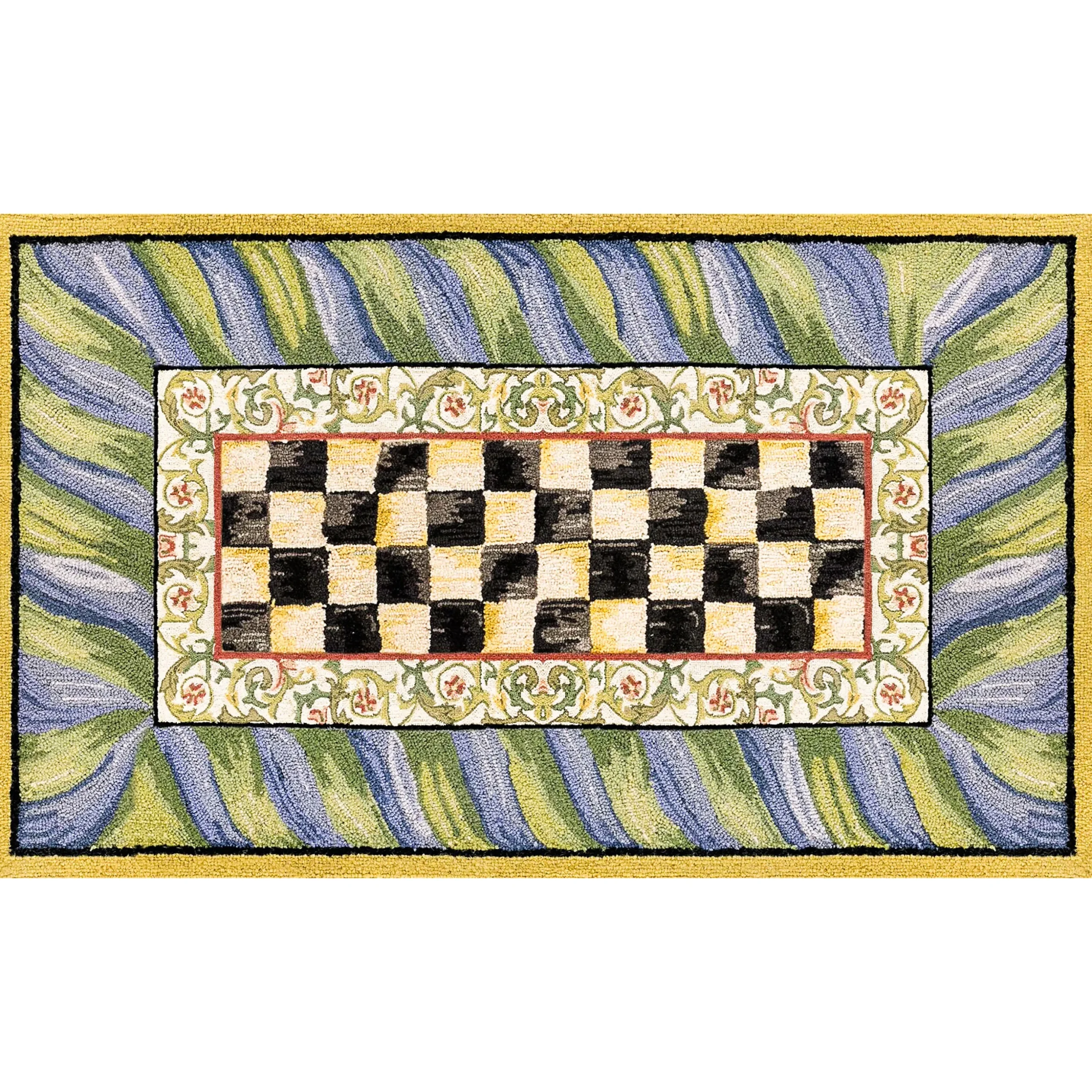 Courtly Check Purple & Green 3' x 5' Washable Rug