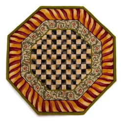 Courtly Check Red & Gold 6' Octagon Rug