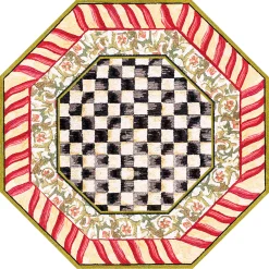 Courtly Check Red & Gold 6' Octagon Washable Rug