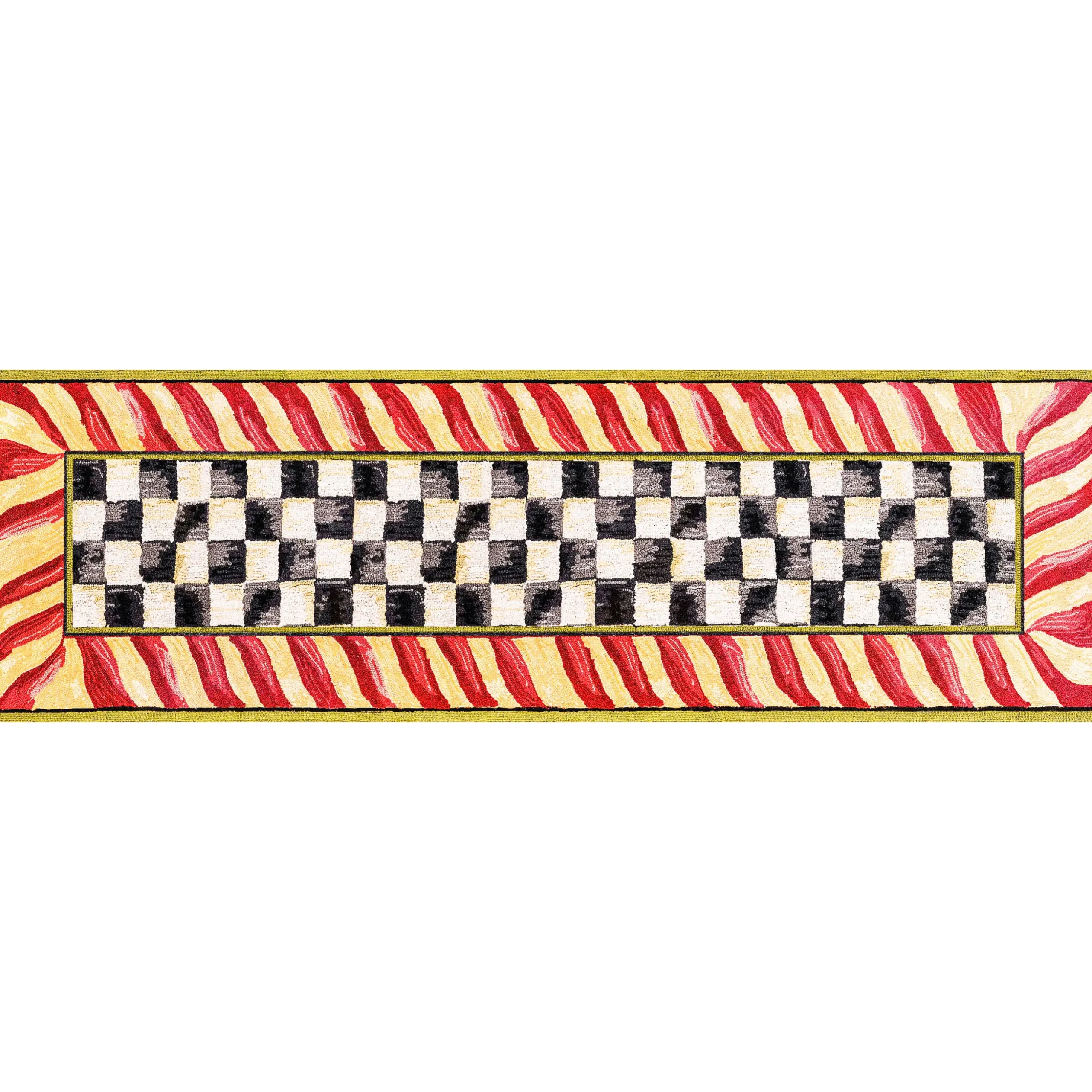 Courtly Check Red & Gold 2'6" x 8' Washable Runner
