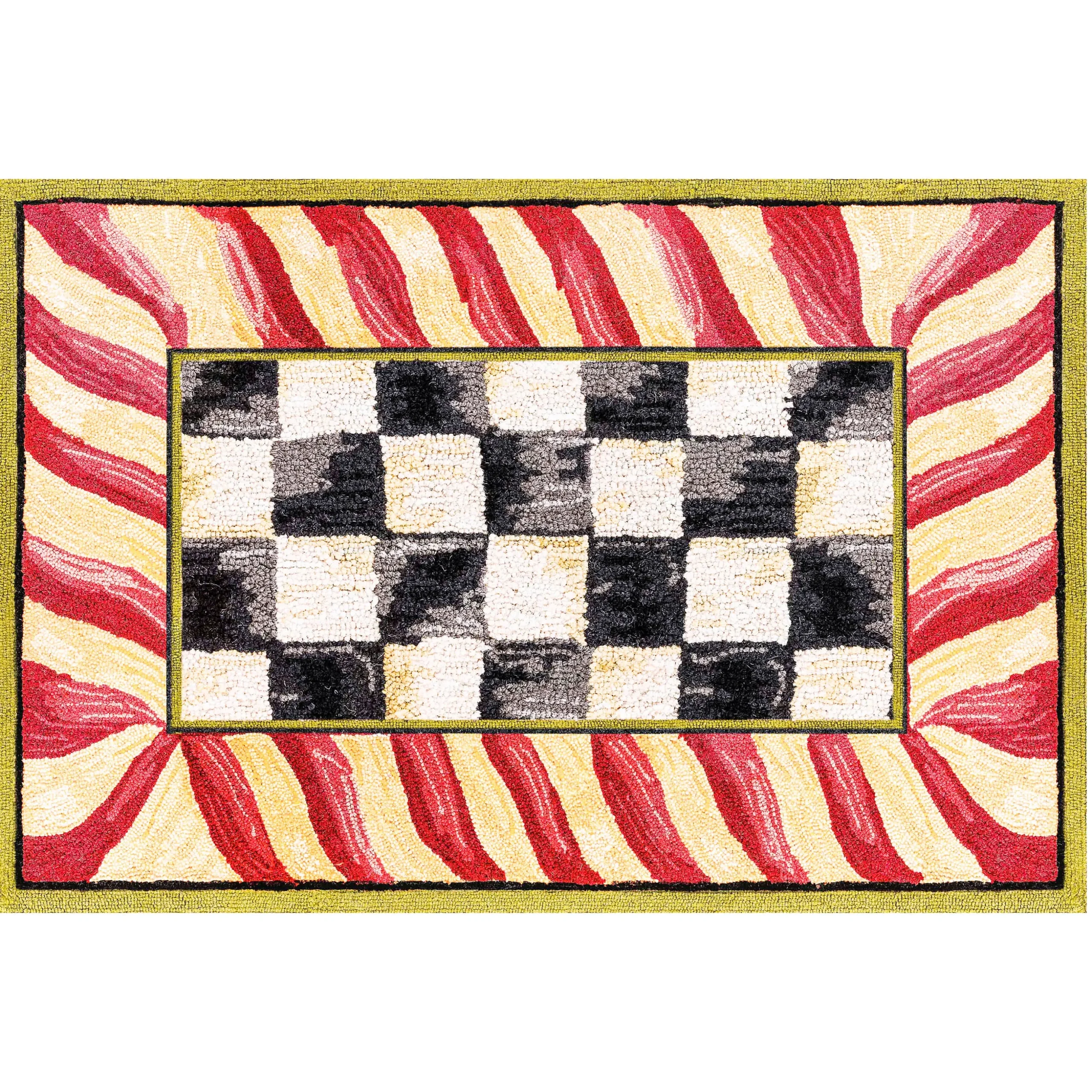 Courtly Check Red & Gold 2' x 3' Washable Rug