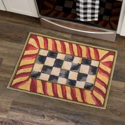 Courtly Check Red & Gold 2' x 3' Washable Rug
