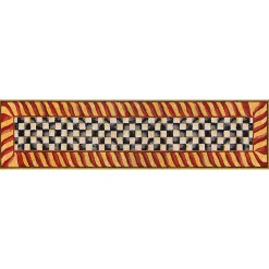 Courtly Check Red & Gold 2'6" x 10' Washable Runner