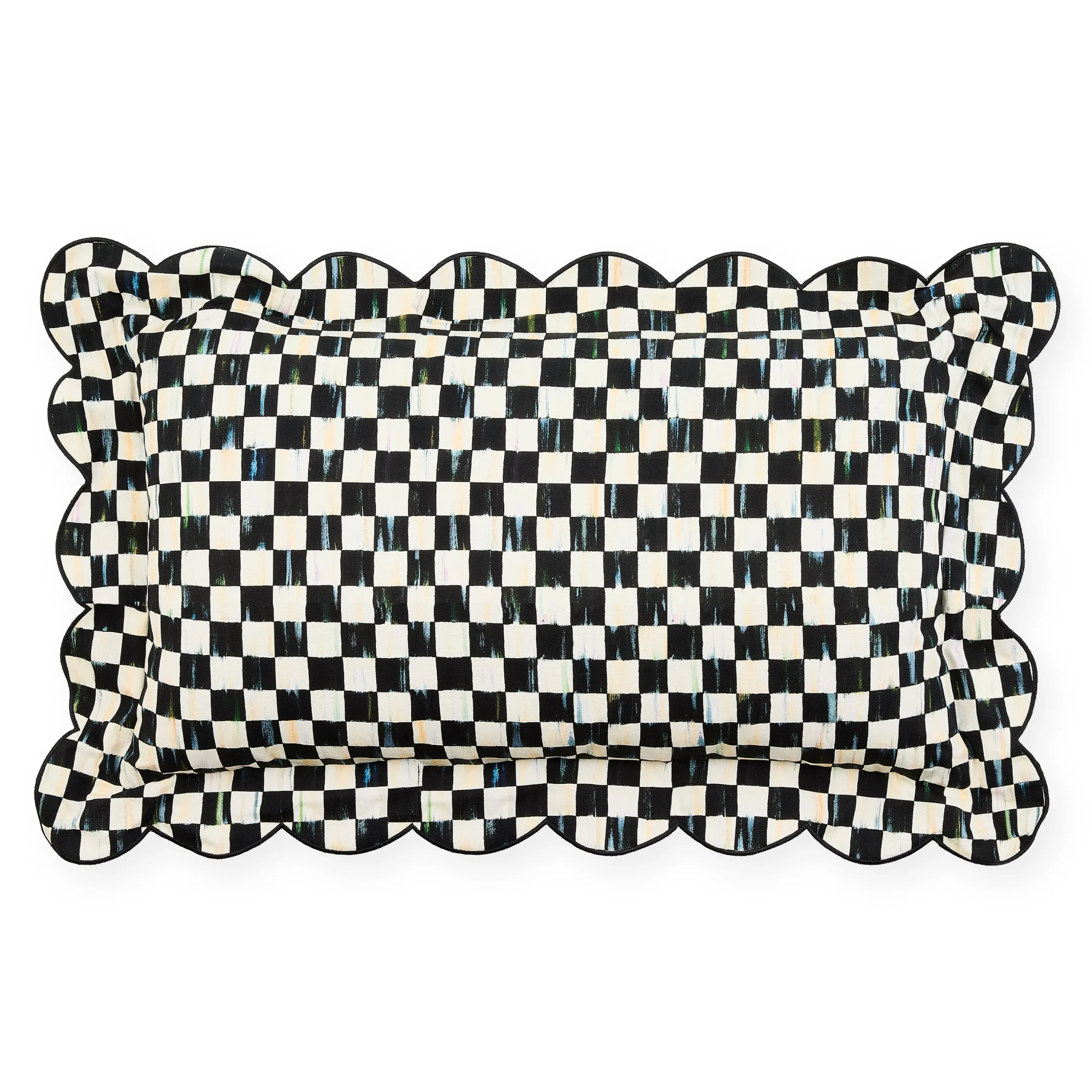 Courtly Check Reversible Scalloped Lumbar Throw Pillow