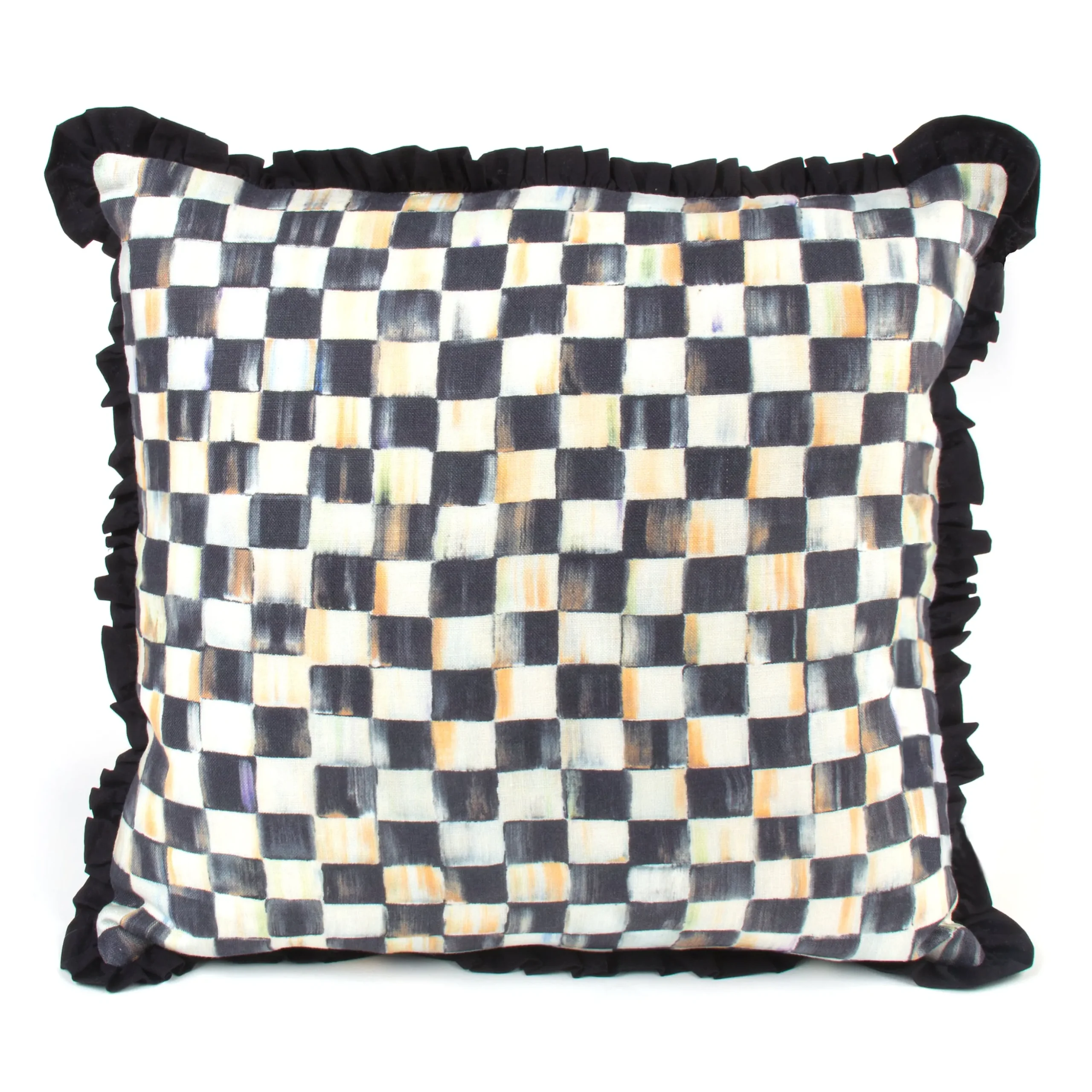 Courtly Check Ruffled Square Throw Pillow