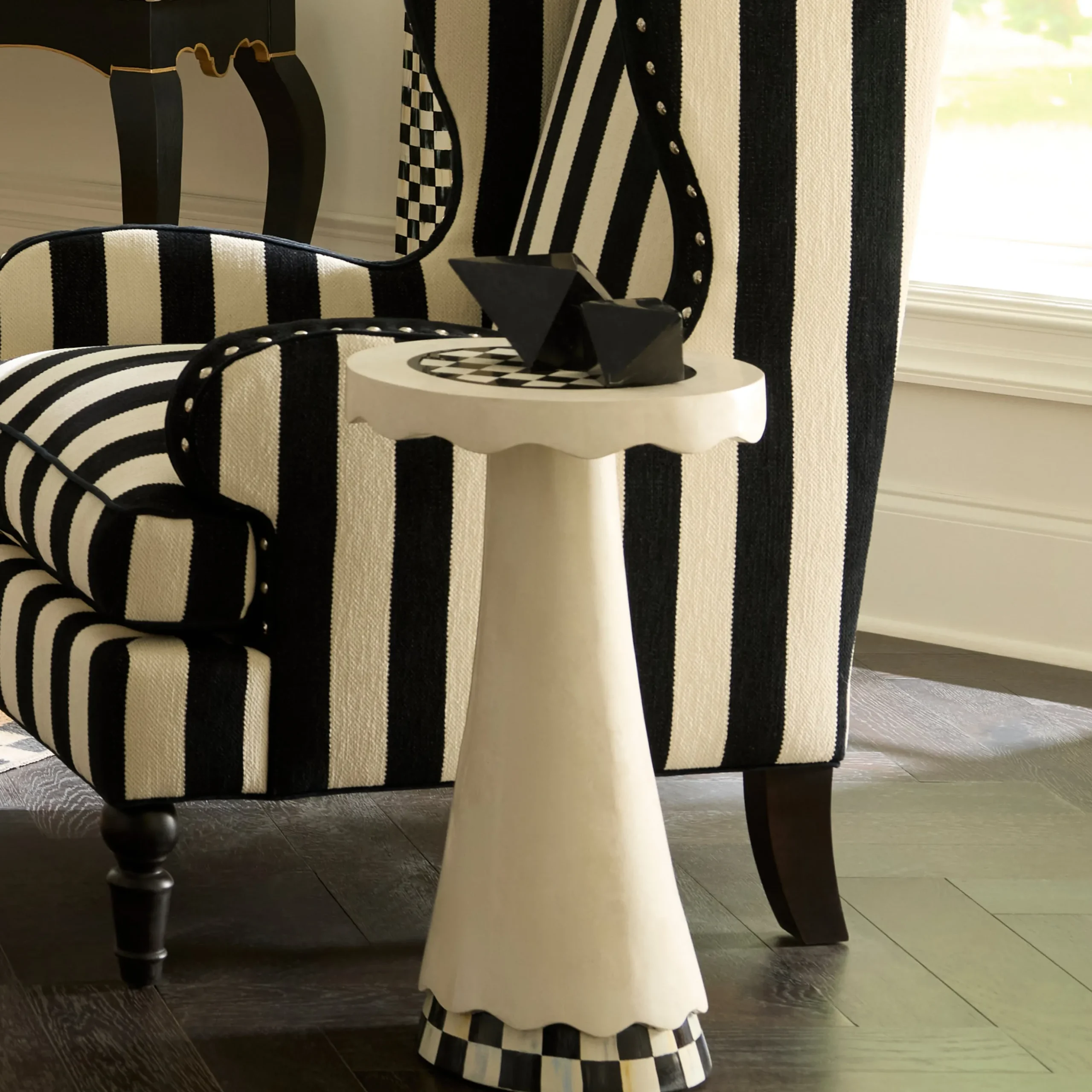 Courtly Check Scalloped Accent Table