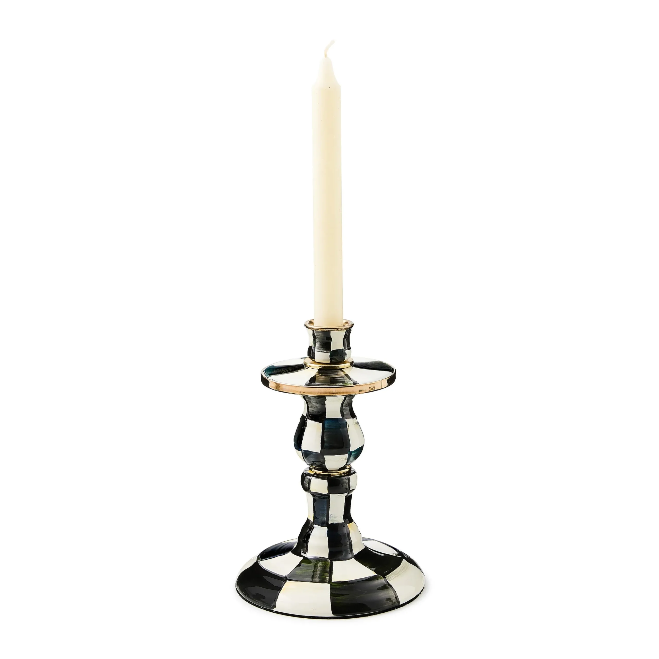 Courtly Check Small Enamel Candlestick