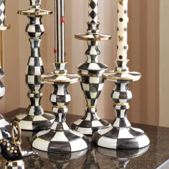 Courtly Check Small Enamel Candlestick