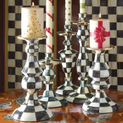 Courtly Check Small Enamel Candlestick