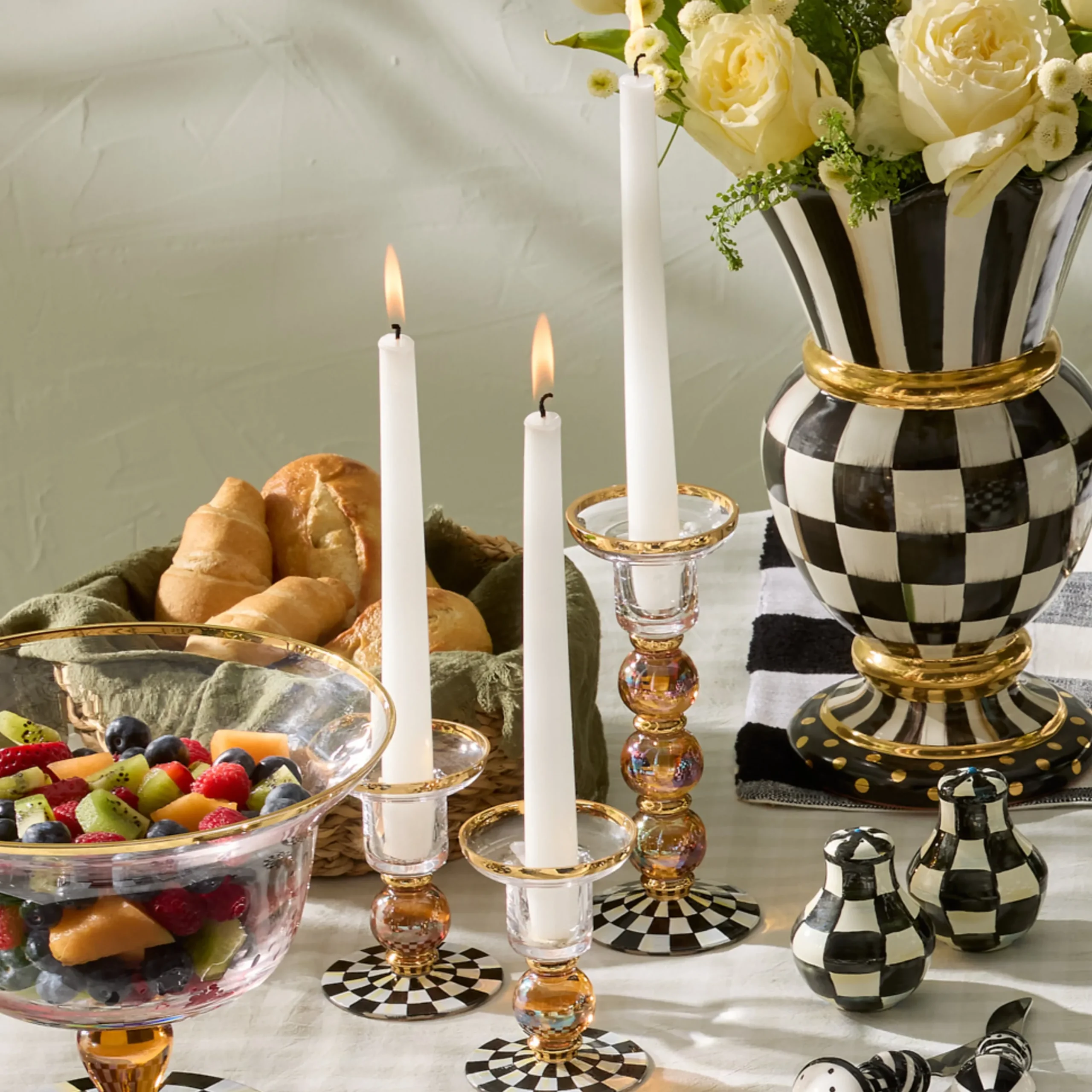 Courtly Check Small Glass Candlestick