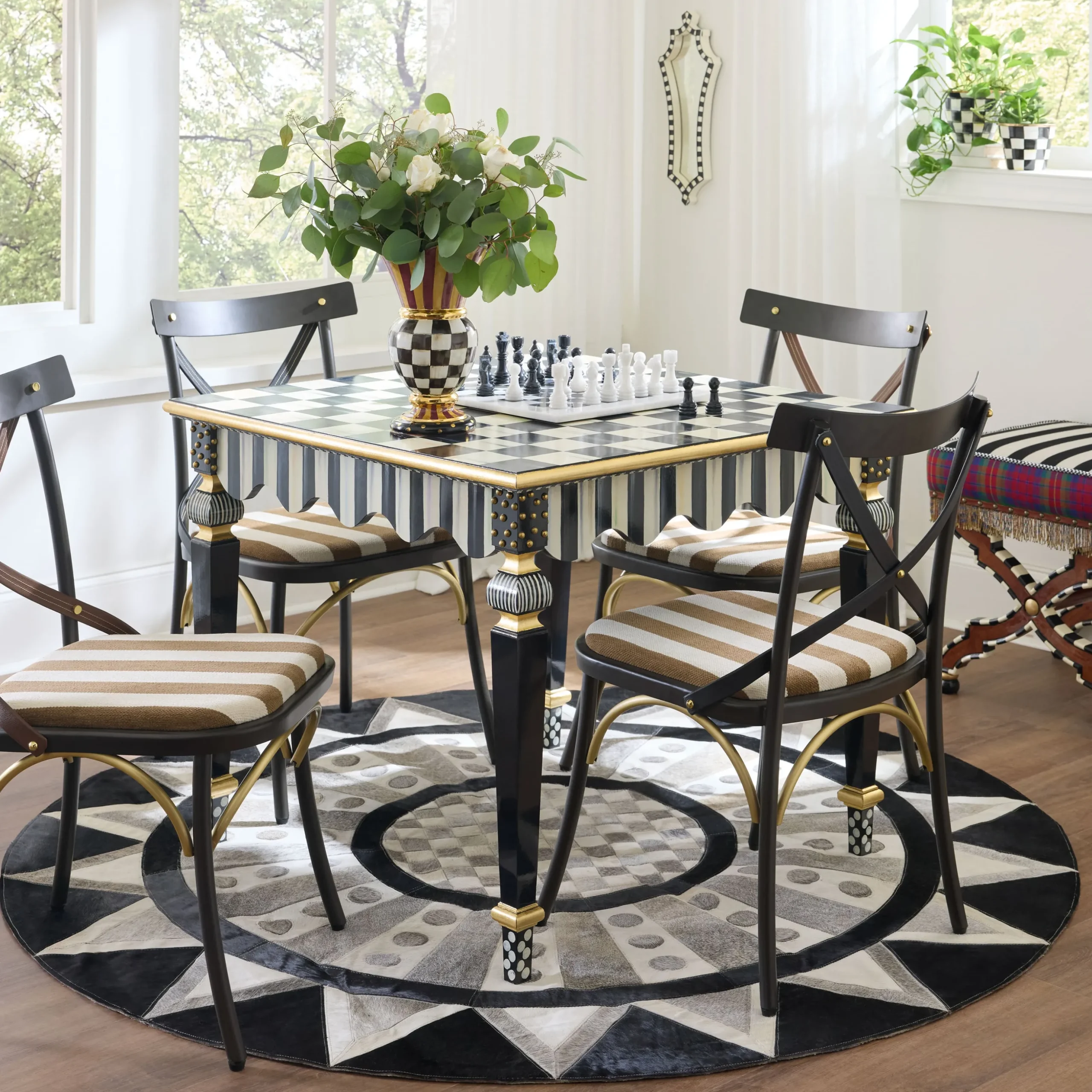 Courtly Check & Stripe Game Table