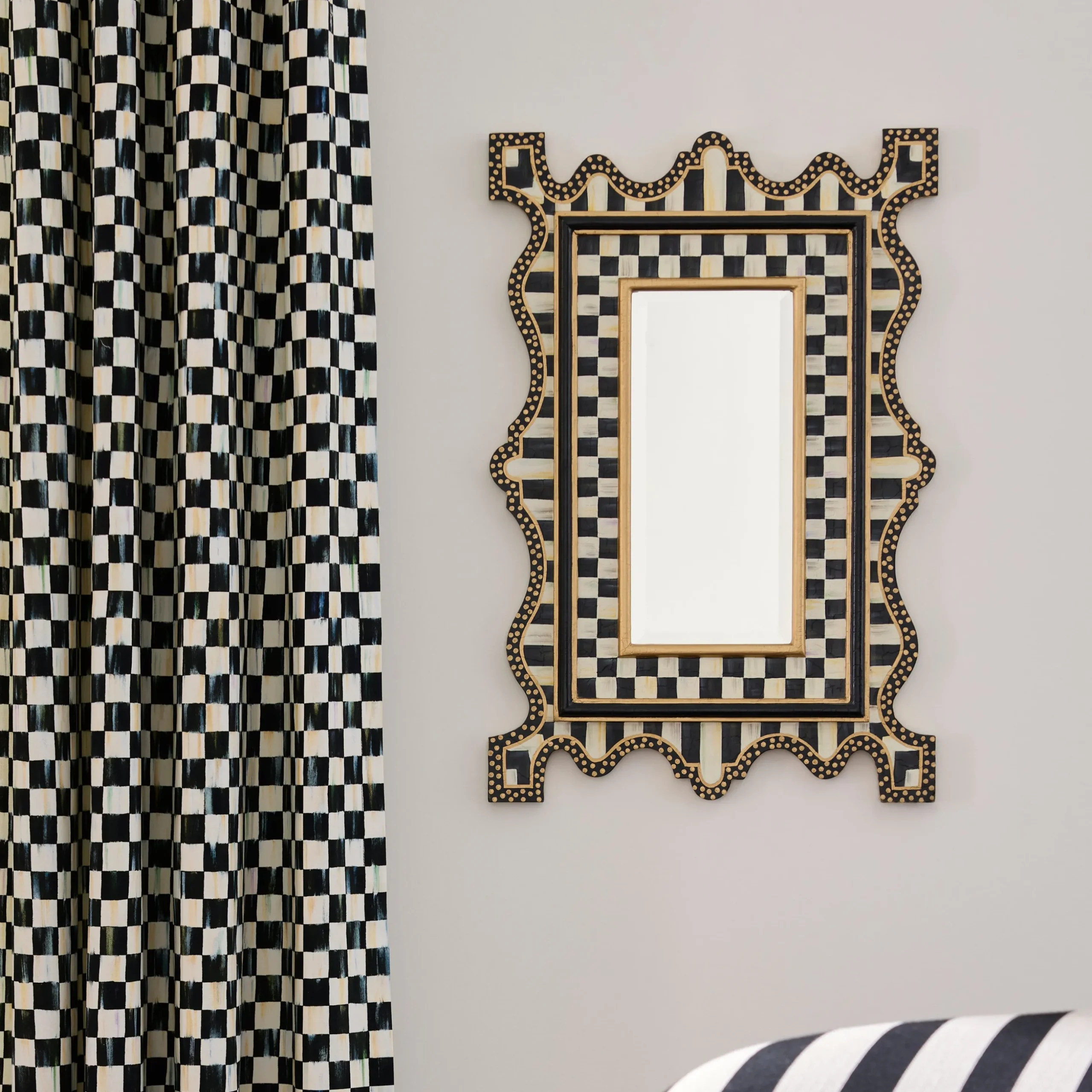 Courtly Check & Stripe Small Wall Mirror