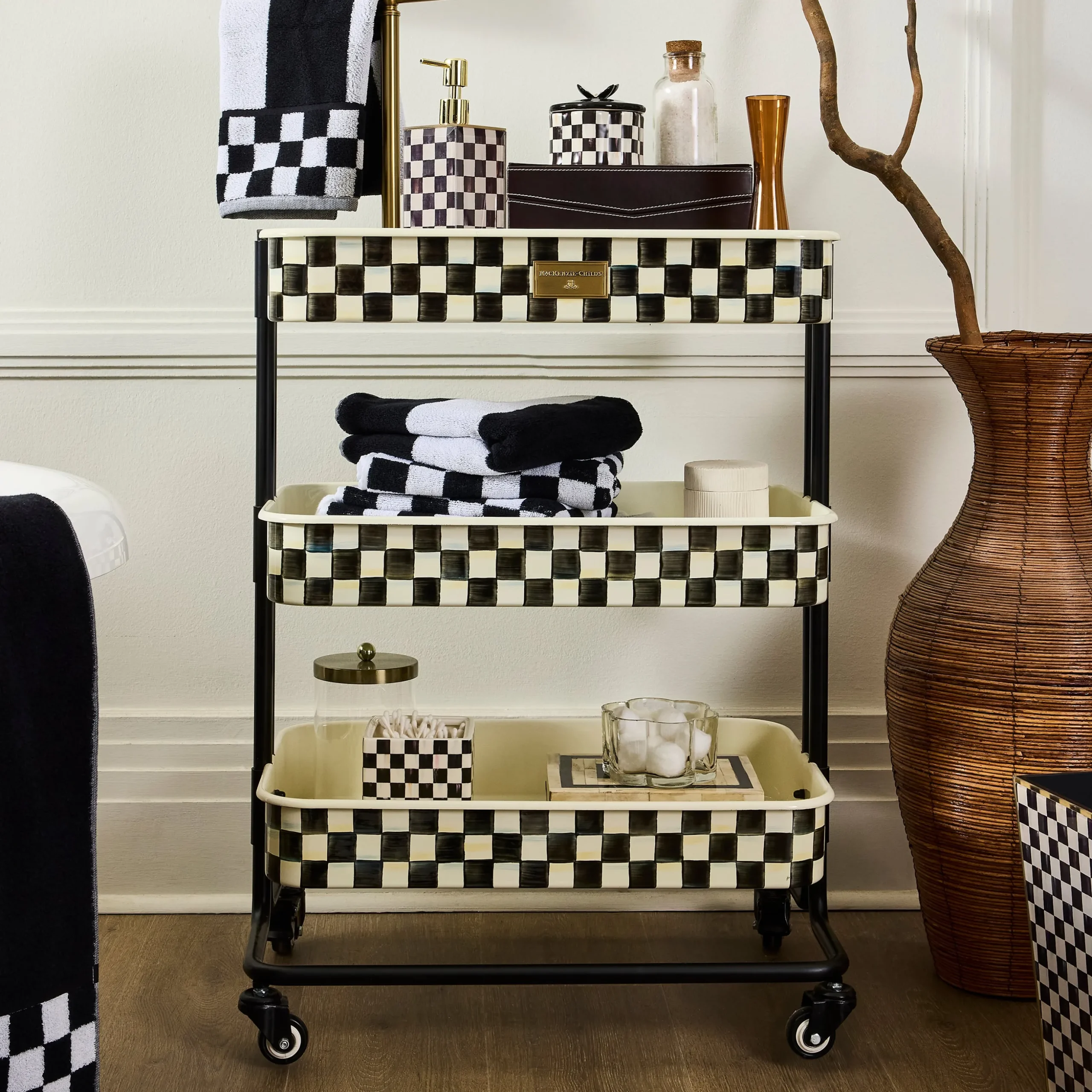 Courtly Check 3-Tier Kitchen Cart