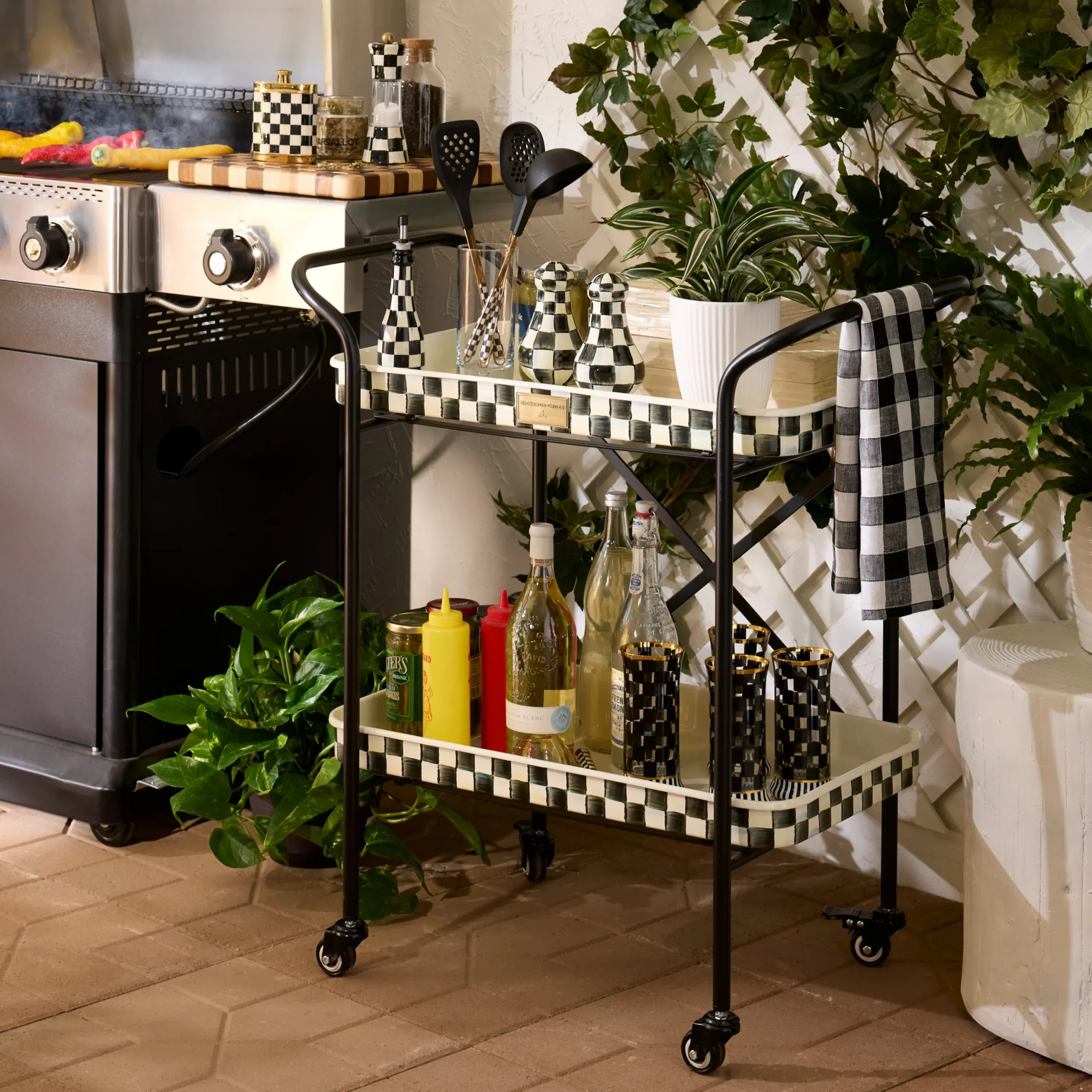Courtly Check 2-Tier Kitchen Cart