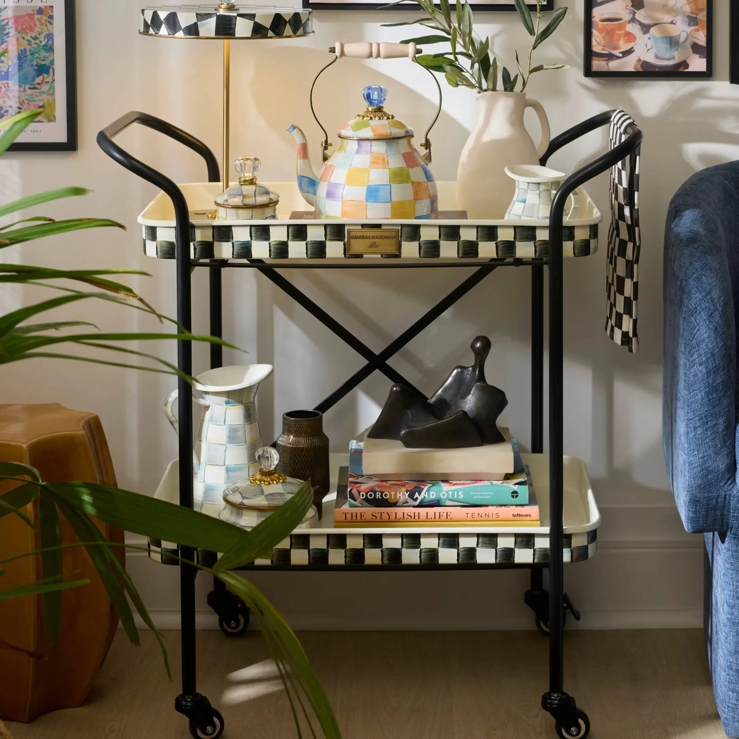 Courtly Check 2-Tier Kitchen Cart