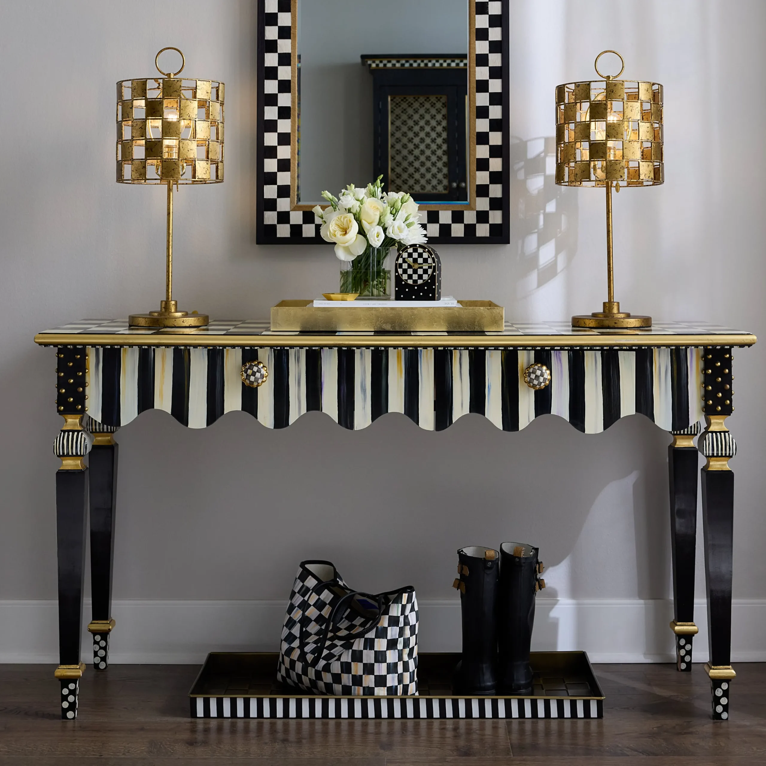 Courtly Stripe Console Table