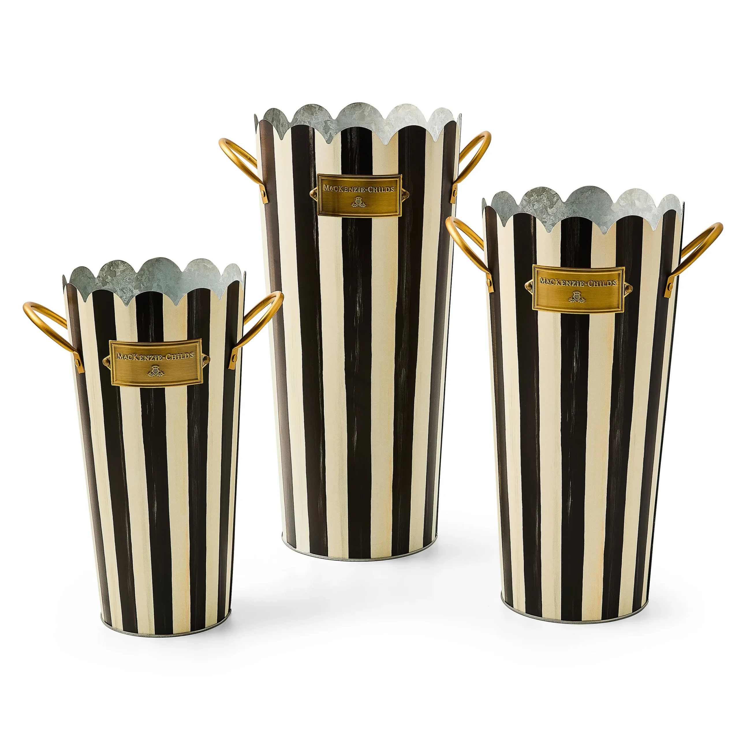 Courtly Stripe Flower Buckets, Set of 3