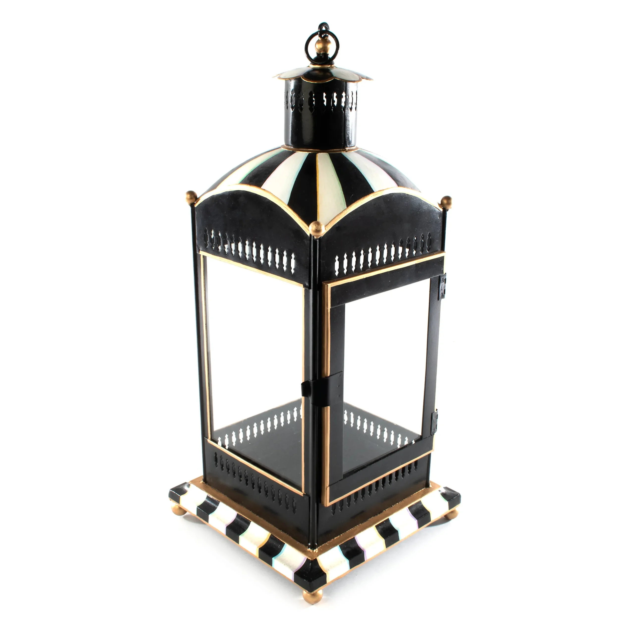 Courtly Stripe Large Candle Lantern