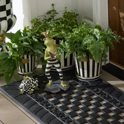 Courtly Stripe Pots & Saucers, Set of 3