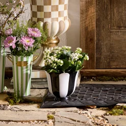 Courtly Stripe Scalloped Small Flower Pot