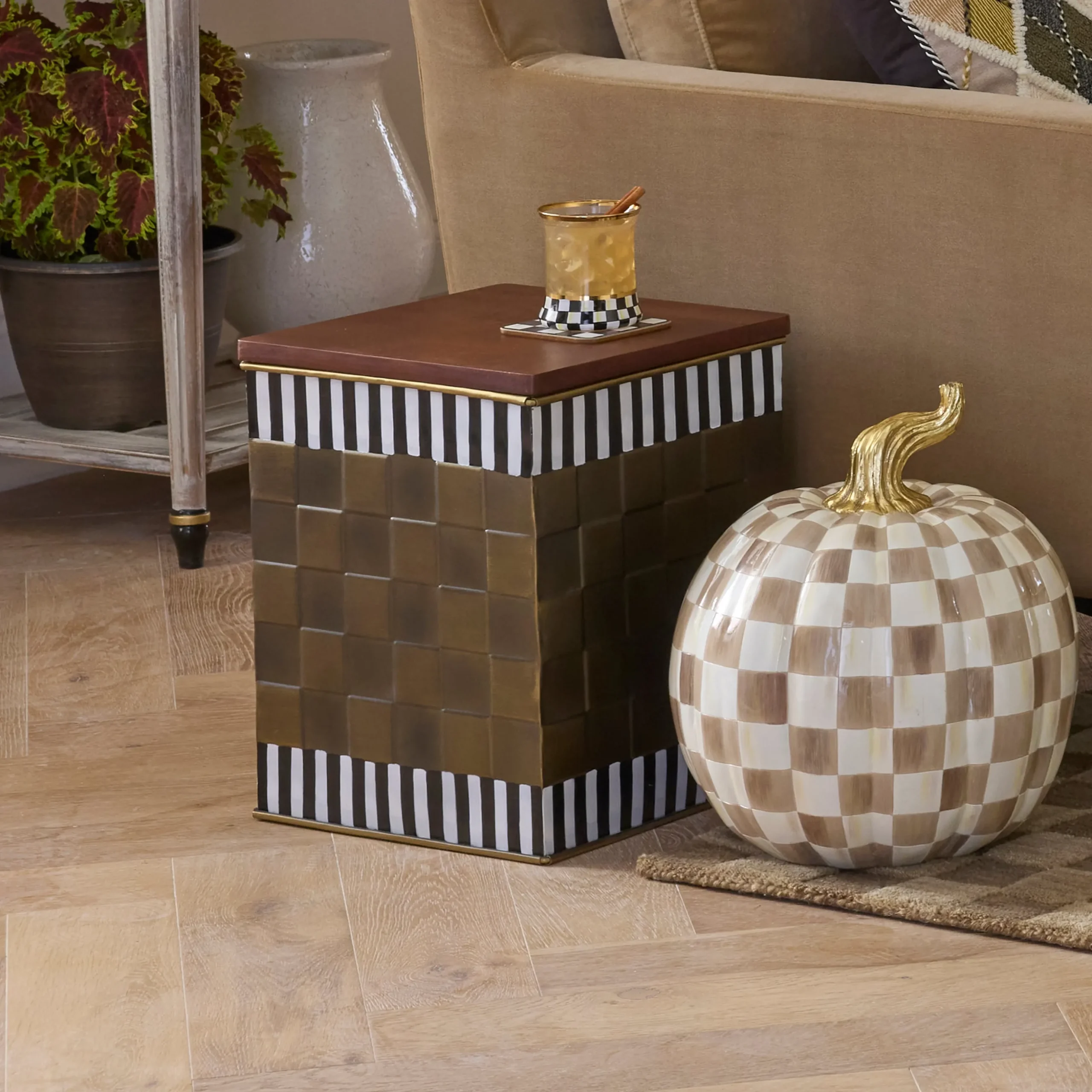 Courtly Stripe Short Storage Bin