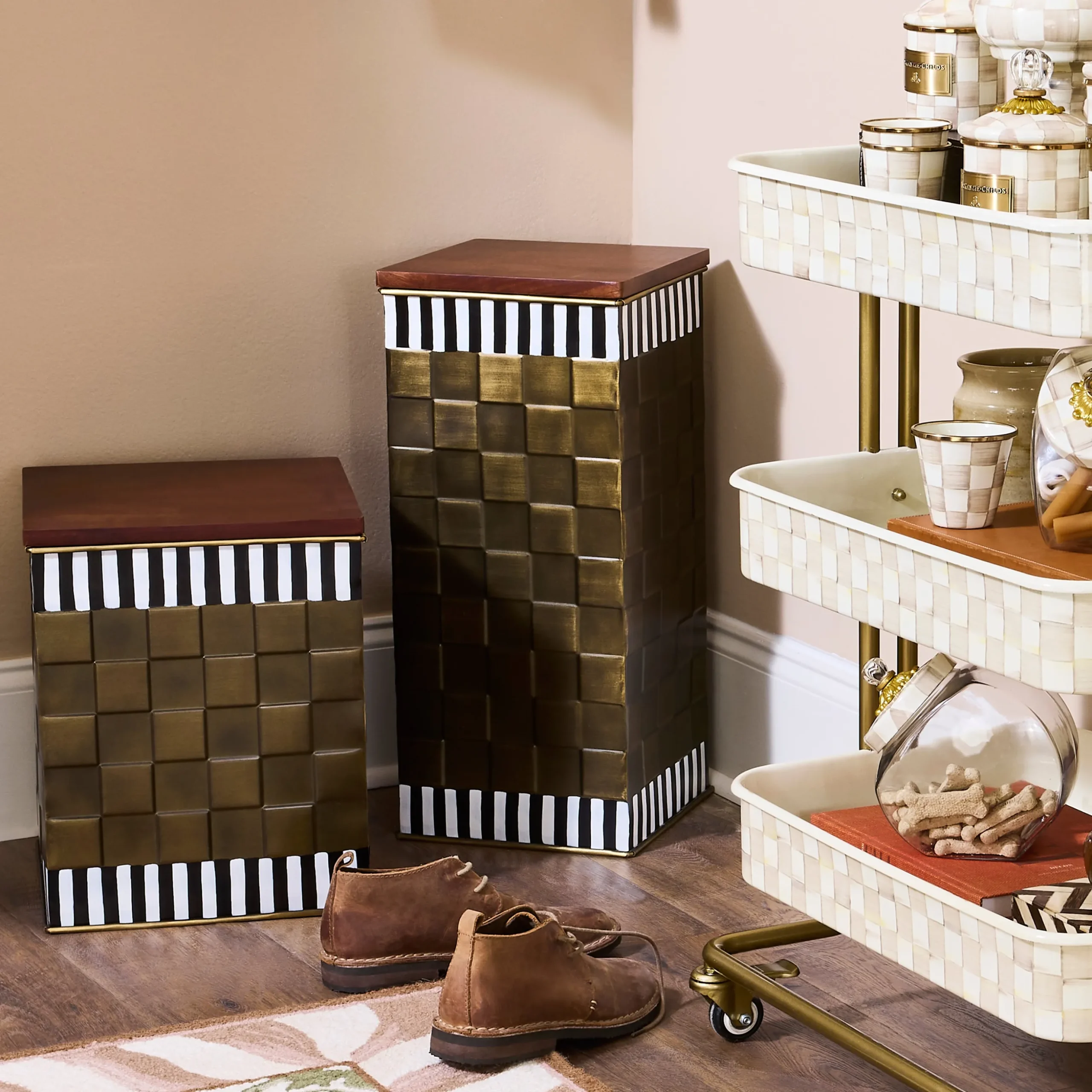 Courtly Stripe Tall Storage Bin