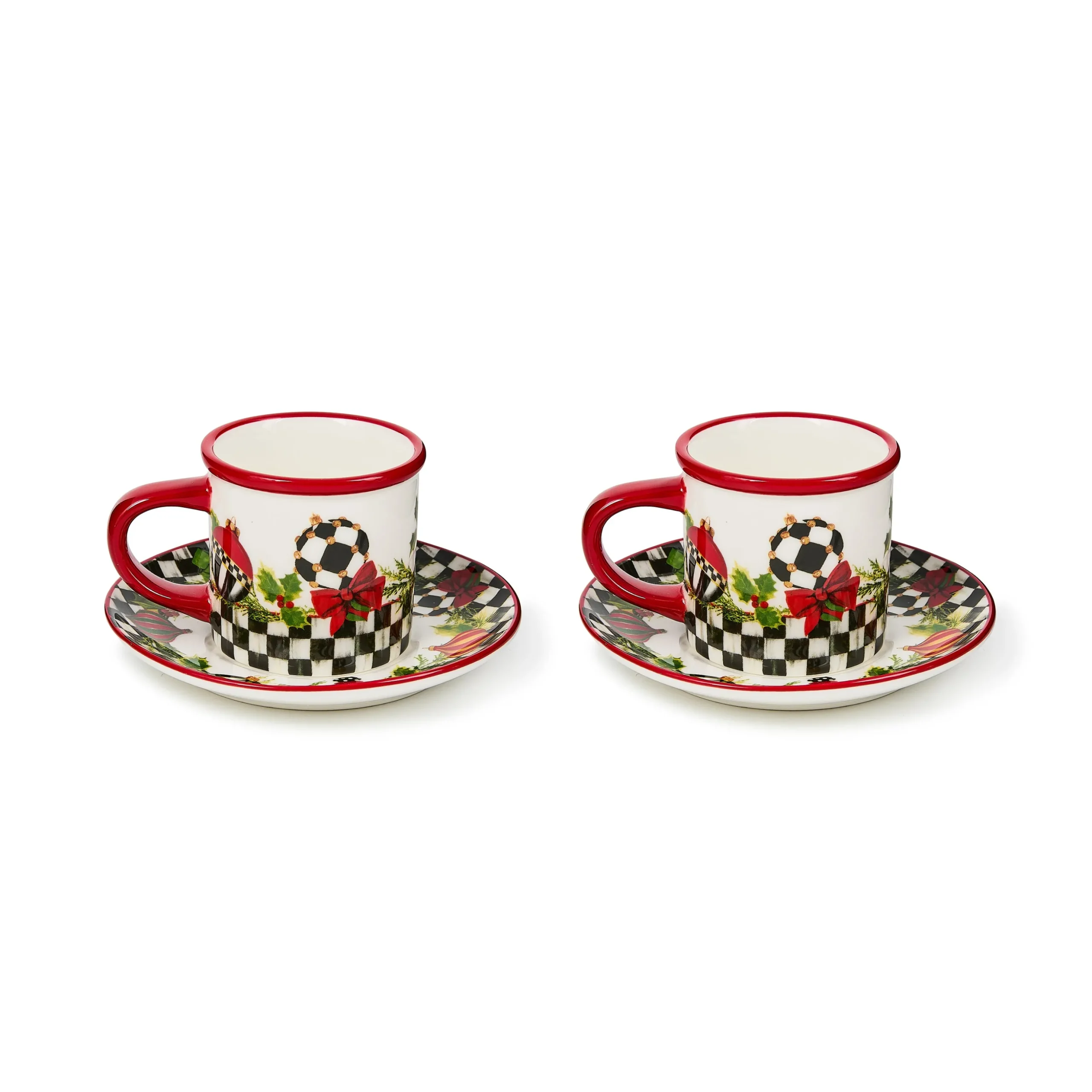 Deck the Halls Espresso Cup & Saucer, Set of 2
