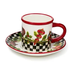 Deck the Halls Espresso Cup & Saucer, Set of 2