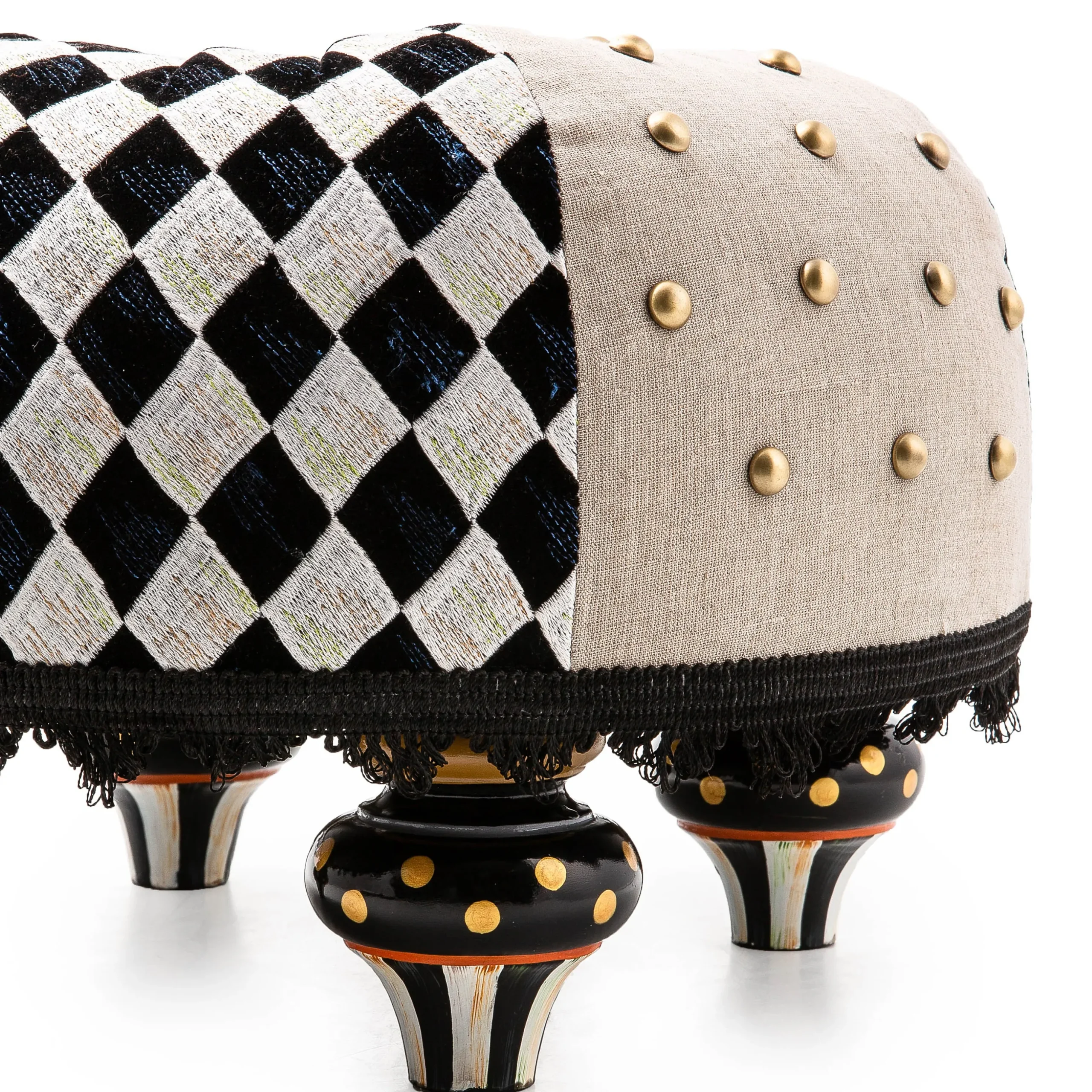 Diamond and Dot Footstool