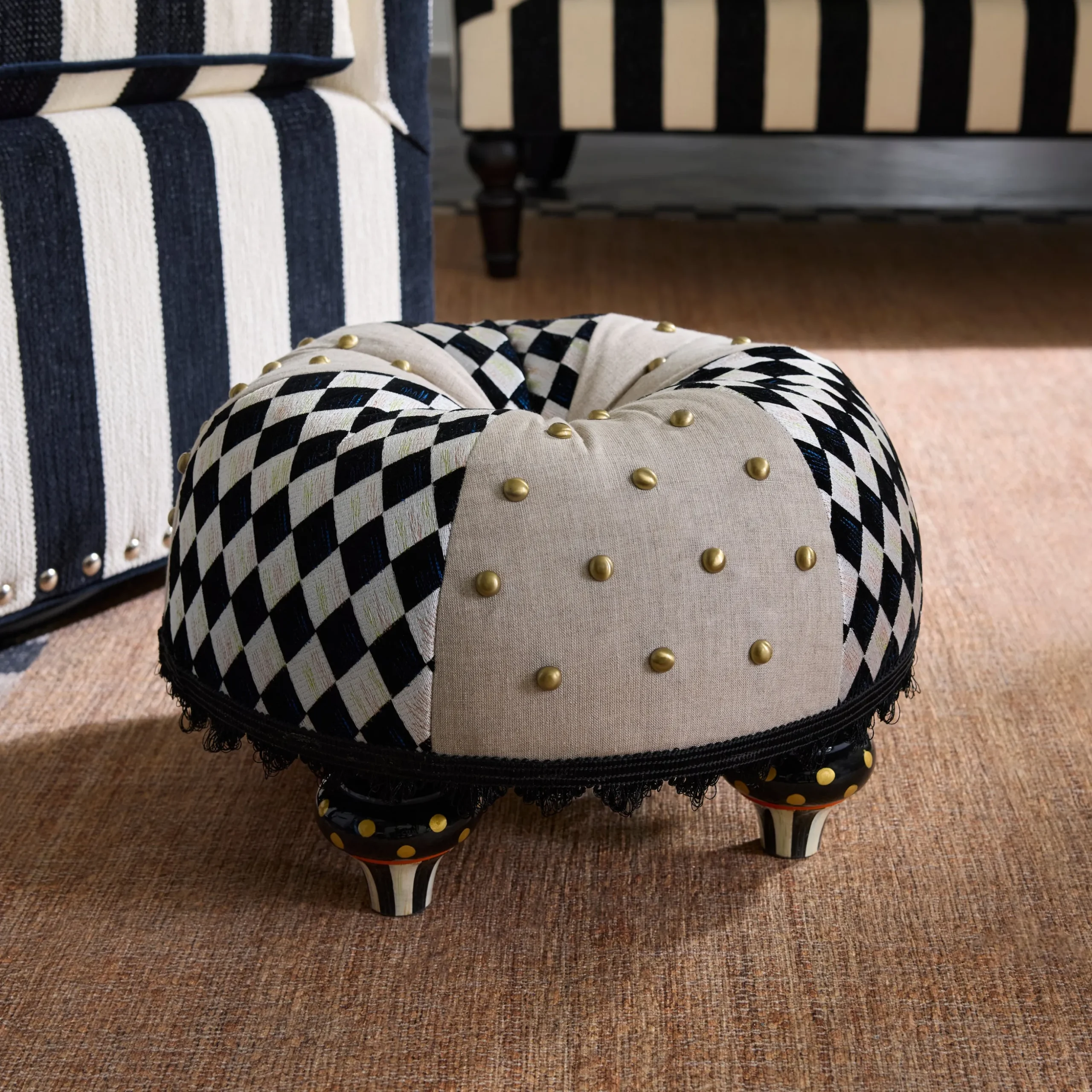 Diamond and Dot Footstool