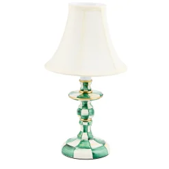 Emerald Check Candlestick Lamp