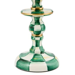 Emerald Check Candlestick Lamp