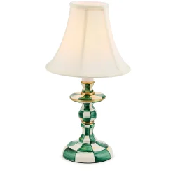 Emerald Check Candlestick Lamp