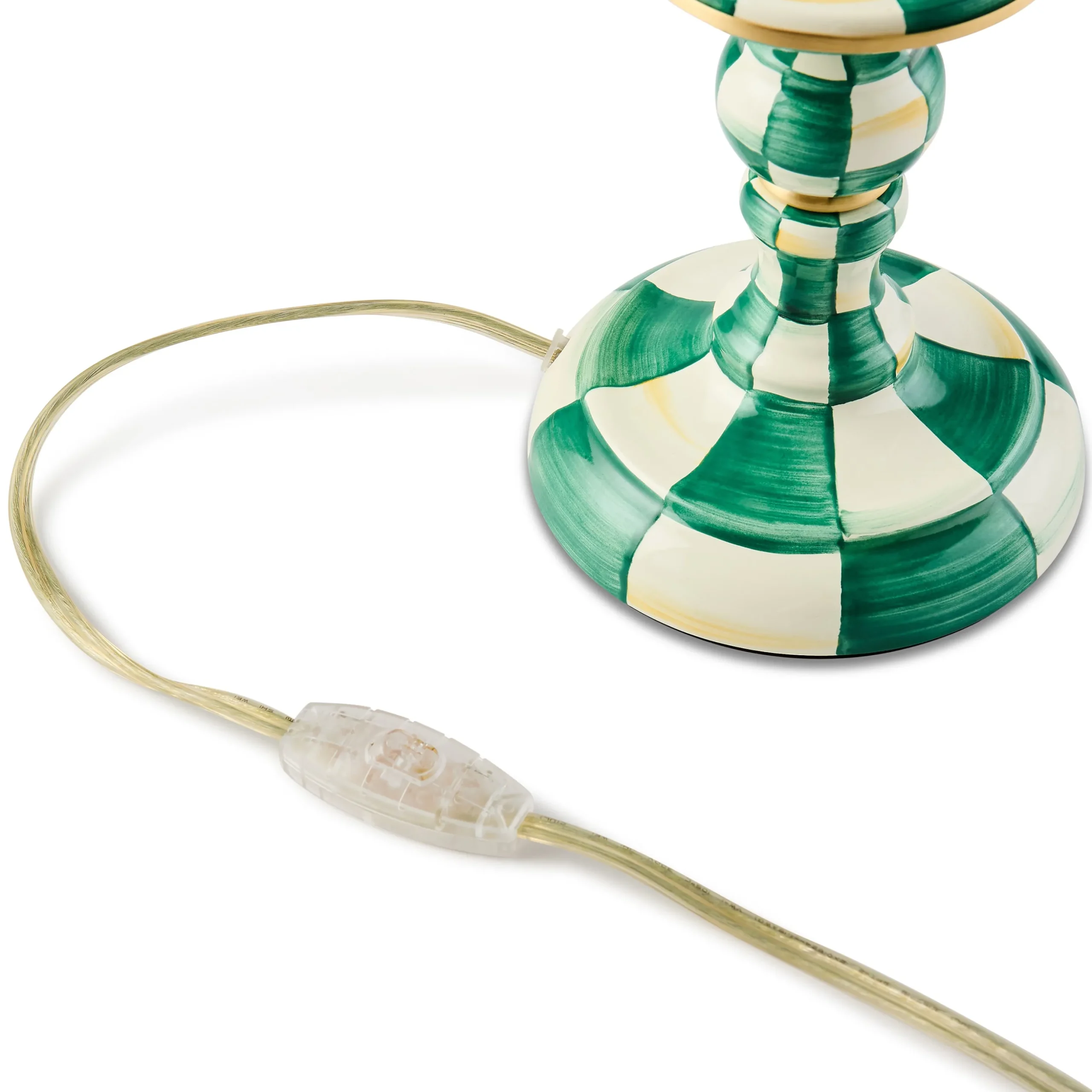 Emerald Check Candlestick Lamp