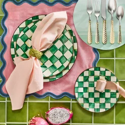 Emerald Check Charger/Plate