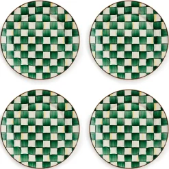 Emerald Check Chargers, Set of 4